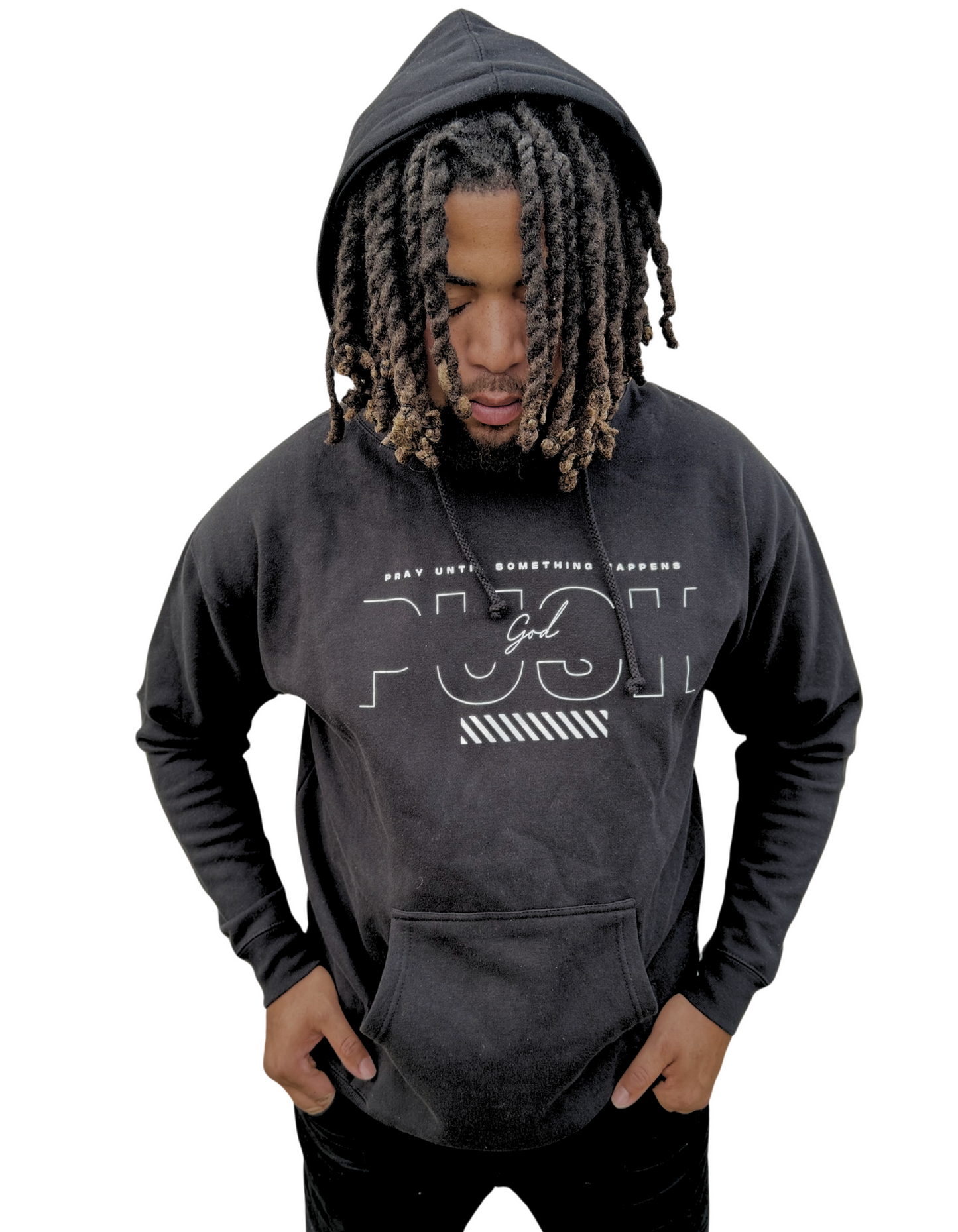 Premium "PUSH" Pray Until Something Happens Logo Hoodie (Black)